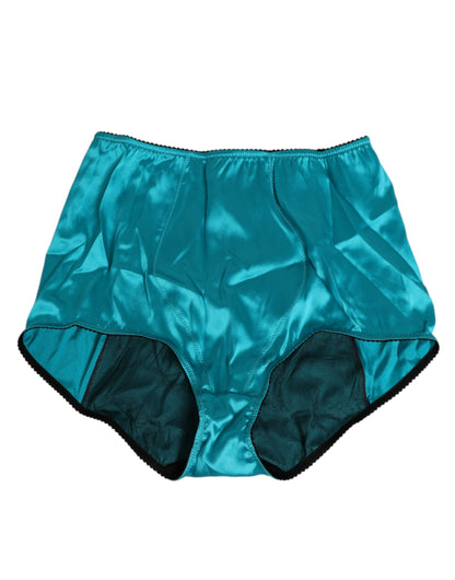 Aqua Green Satin High-Waist Briefs Underwear-Dolce & Gabbana-LabelTerrace.com