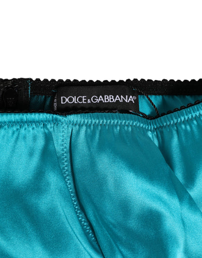 Aqua Green Satin High-Waist Briefs Underwear-Dolce & Gabbana-LabelTerrace.com