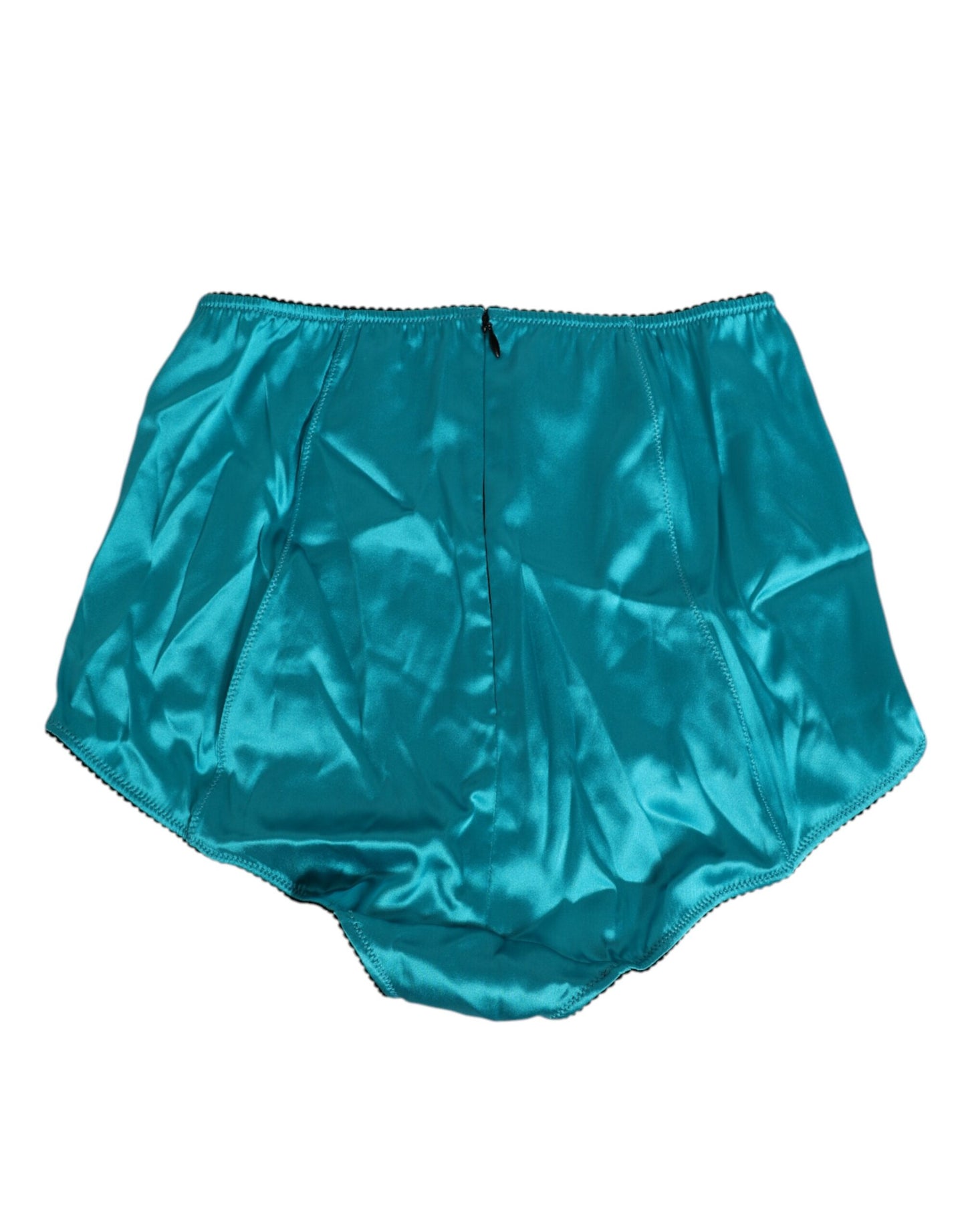 Aqua Green Satin High-Waist Briefs Underwear-Dolce & Gabbana-LabelTerrace.com