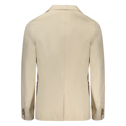 Beige Cotton Men Jacket-Guess Jeans-LabelTerrace.com