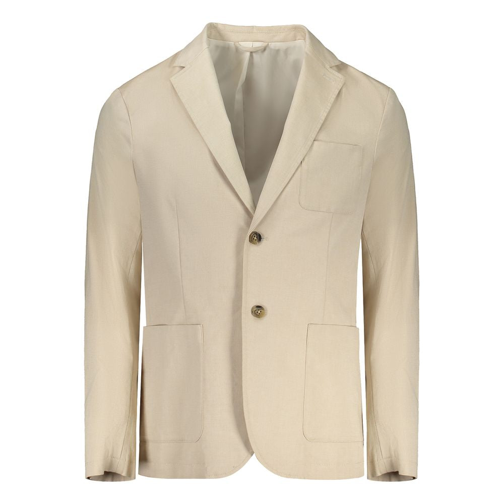 Beige Cotton Men Jacket-Guess Jeans-LabelTerrace.com
