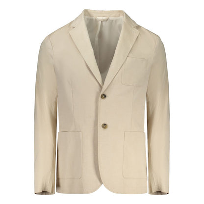 Beige Cotton Men Jacket-Guess Jeans-LabelTerrace.com