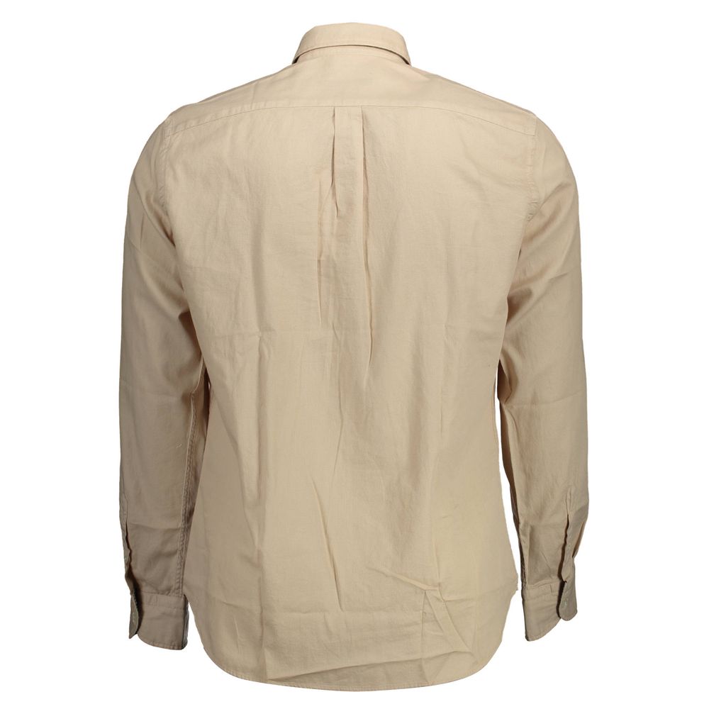 Beige Cotton Men Shirt-Harmont & Blaine-LabelTerrace.com