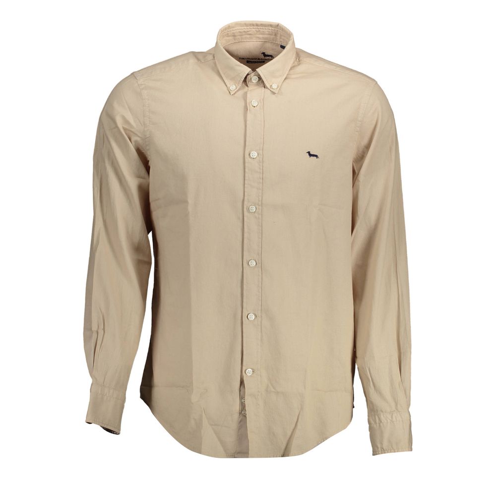 Beige Cotton Men Shirt-Harmont & Blaine-LabelTerrace.com