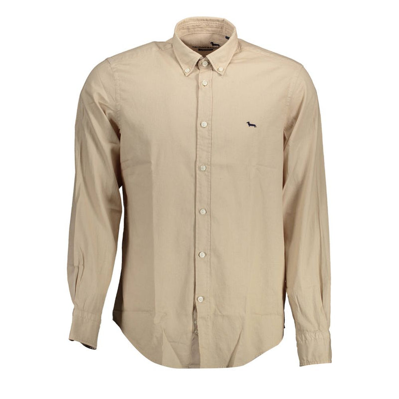 Beige Cotton Men Shirt-Harmont & Blaine-LabelTerrace.com