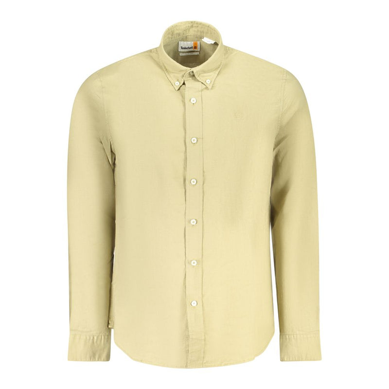 Beige Cotton Men Shirt