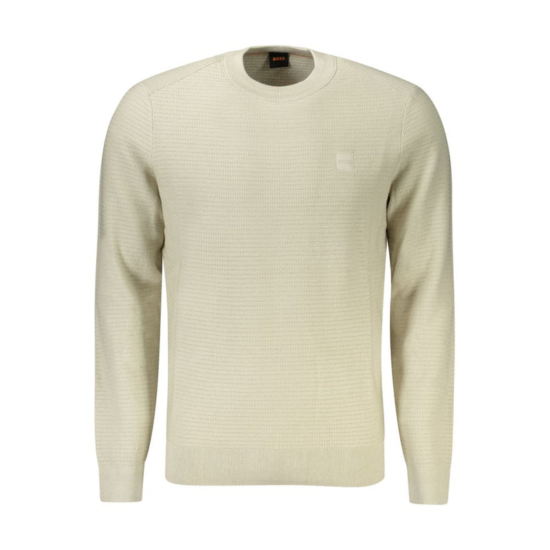 Beige Cotton Men Sweater-Hugo Boss-LabelTerrace.com