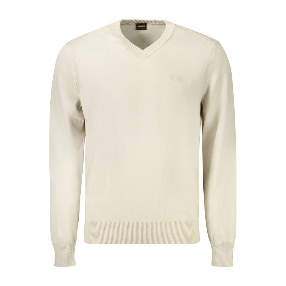 Beige Cotton Men Sweater-Hugo Boss-LabelTerrace.com