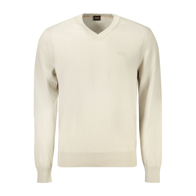 Beige Cotton Men Sweater-Hugo Boss-LabelTerrace.com