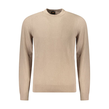 Beige Cotton Men Sweater-Hugo Boss-LabelTerrace.com