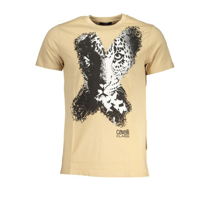 Beige Cotton T-Shirt-Cavalli Class-LabelTerrace.com