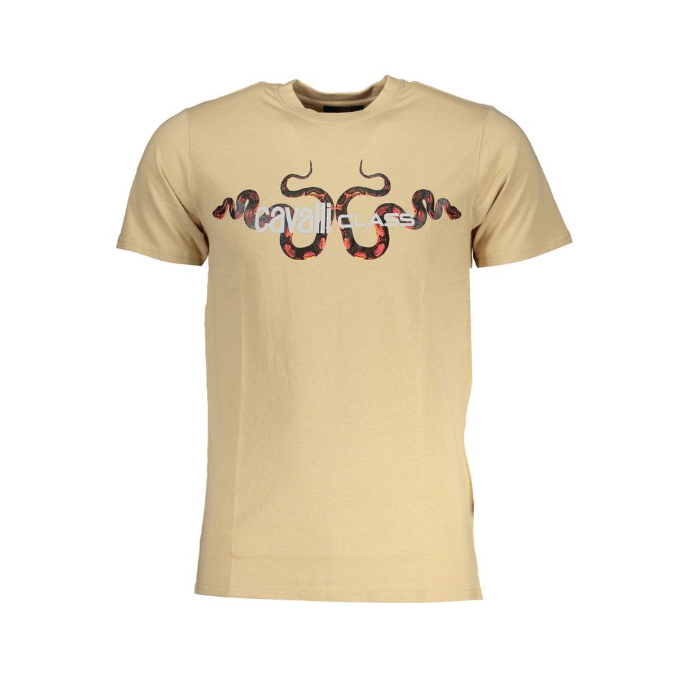 Beige Cotton T-Shirt-Cavalli Class-LabelTerrace.com