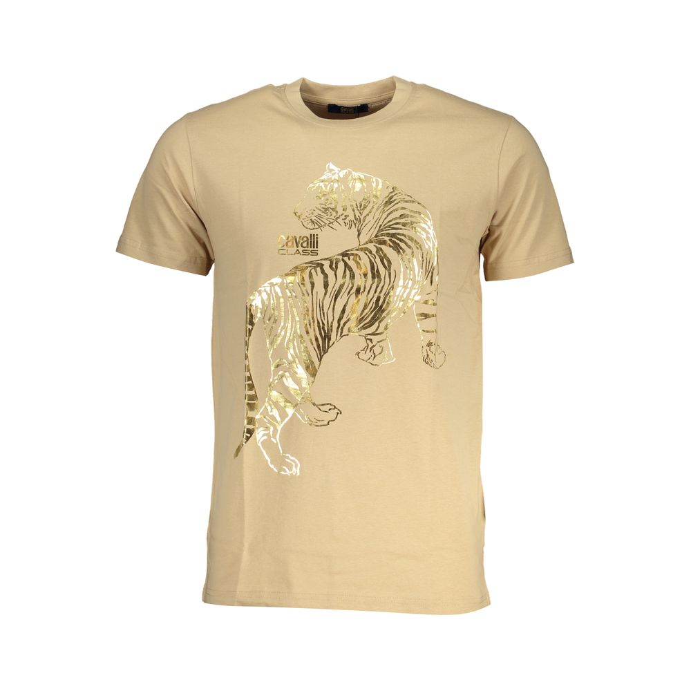 Beige Cotton T-Shirt-Cavalli Class-LabelTerrace.com