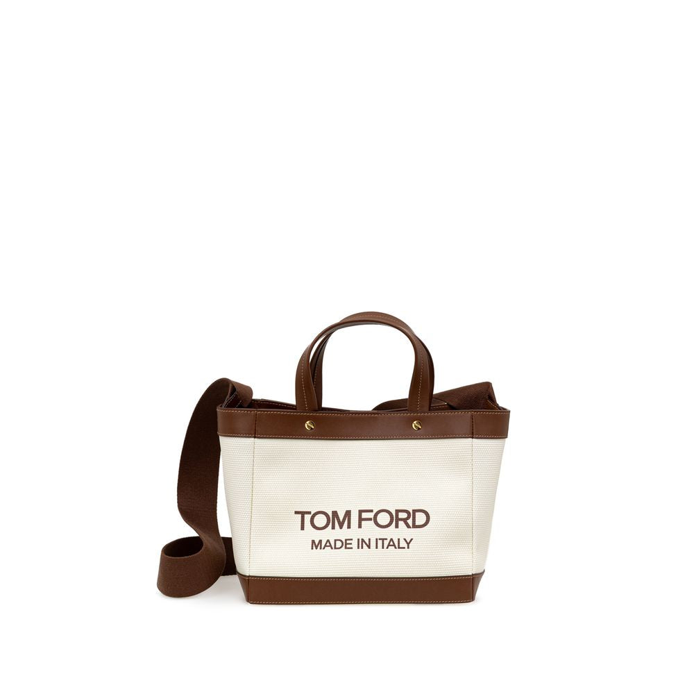 Beige Cotton Tote Bag-Tom Ford-LabelTerrace.com