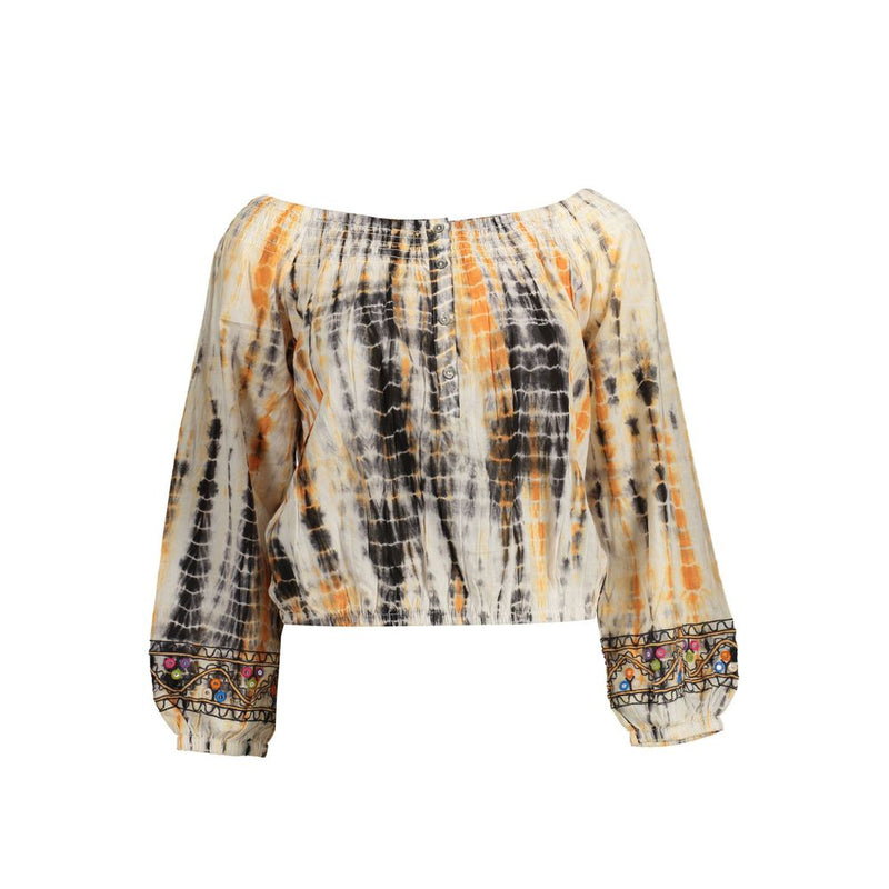 Beige Cotton Women T-Shirt-Desigual-LabelTerrace.com