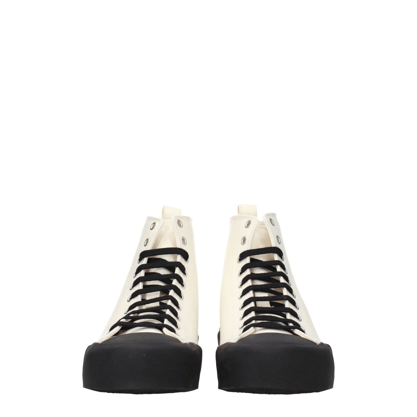 Beige Fabric High Top Sneakers-Jil Sander-LabelTerrace.com