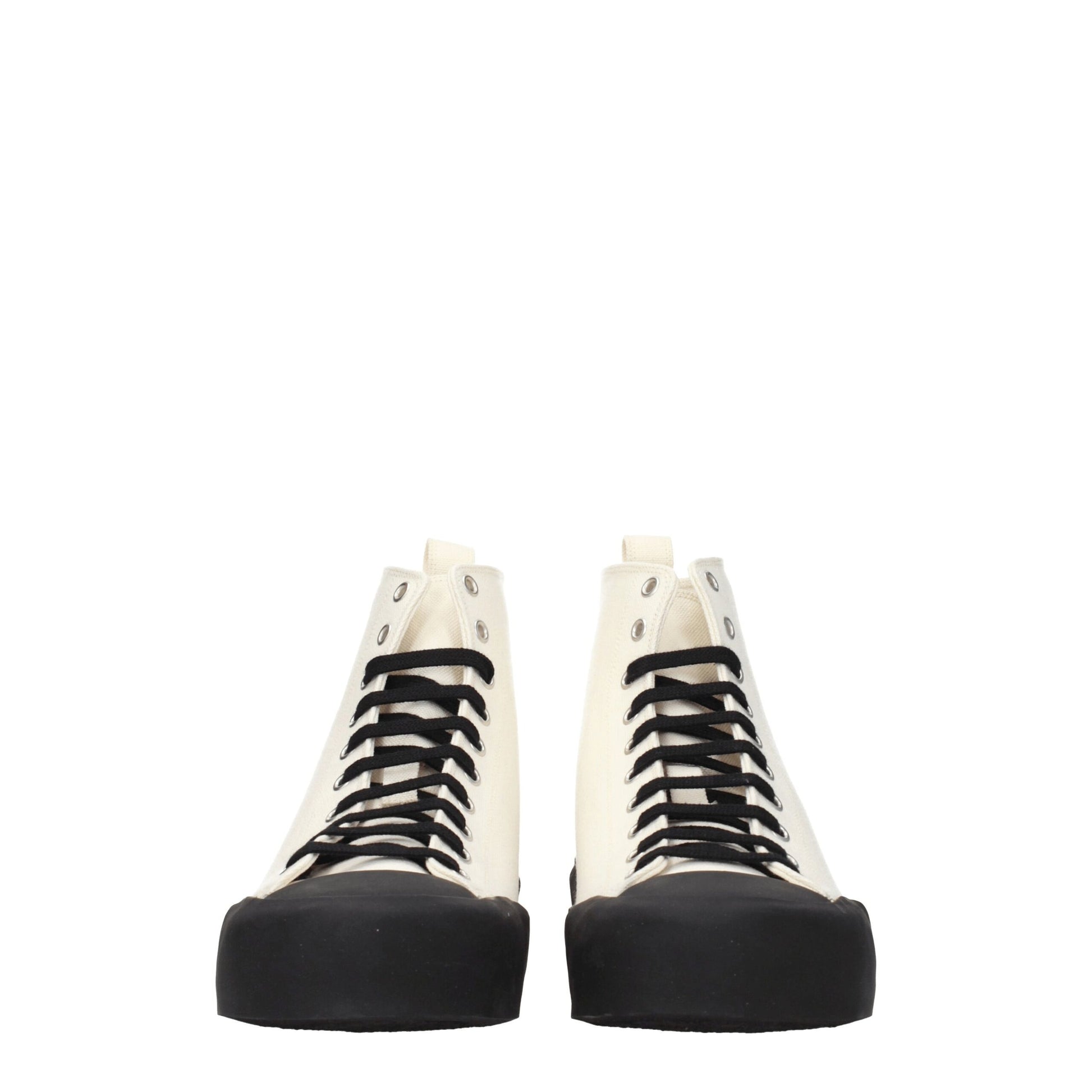 Beige Fabric High Top Sneakers-Jil Sander-LabelTerrace.com