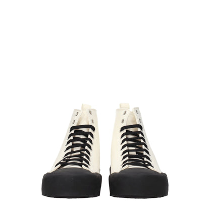 Beige Fabric High Top Sneakers-Jil Sander-LabelTerrace.com