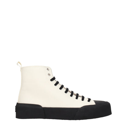 Beige Fabric High Top Sneakers-Jil Sander-LabelTerrace.com