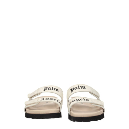 Beige Leather Flat Sandals-Palm Angels-LabelTerrace.com