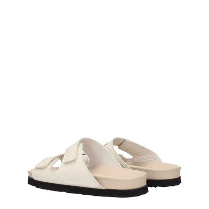 Beige Leather Flat Sandals-Palm Angels-LabelTerrace.com