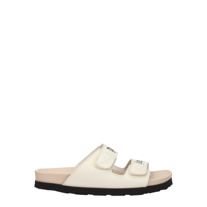 Beige Leather Flat Sandals-Palm Angels-LabelTerrace.com