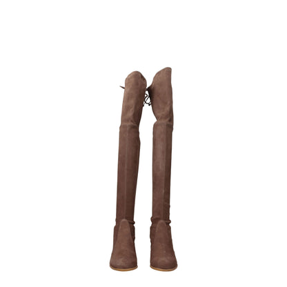 Beige Leather Over The Knee-Stuart Weitzman-LabelTerrace.com