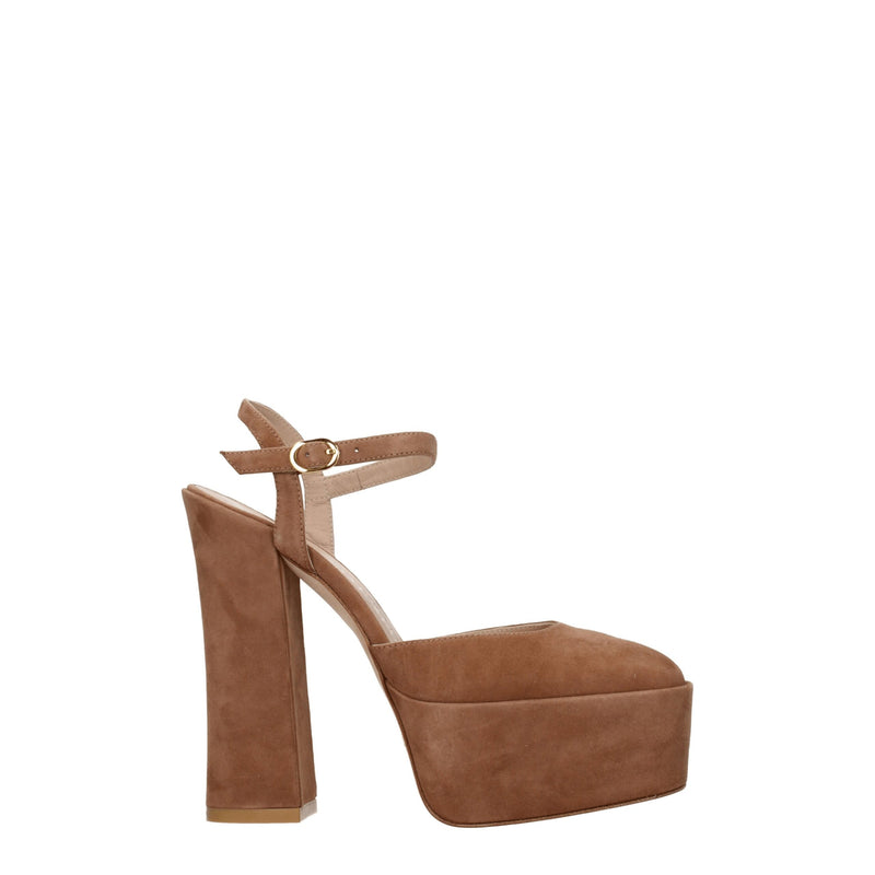 Beige Leather Platform Sandals-Stuart Weitzman-LabelTerrace.com