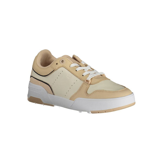 Beige Leather Women Sneaker-Tommy Hilfiger-LabelTerrace.com