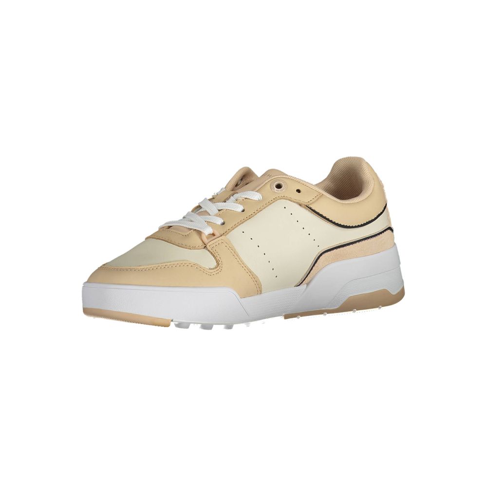 Beige Leather Women Sneaker-Tommy Hilfiger-LabelTerrace.com