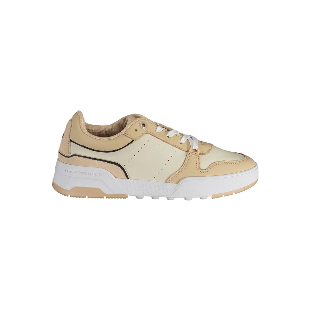 Beige Leather Women Sneaker-Tommy Hilfiger-LabelTerrace.com