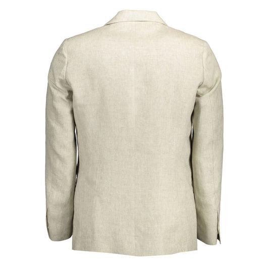 Beige Linen Men Jacket-Gant-LabelTerrace.com