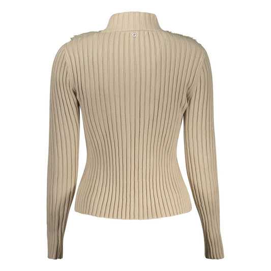 Beige Polyester Sweater-Guess Jeans-LabelTerrace.com