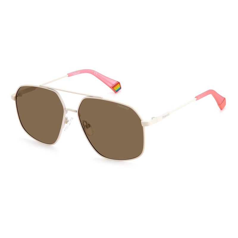 Beige Stainless Steel Sunglasses-Polaroid-LabelTerrace.com
