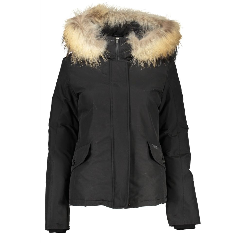 Black Cotton Jackets & Coat-Woolrich-LabelTerrace.com
