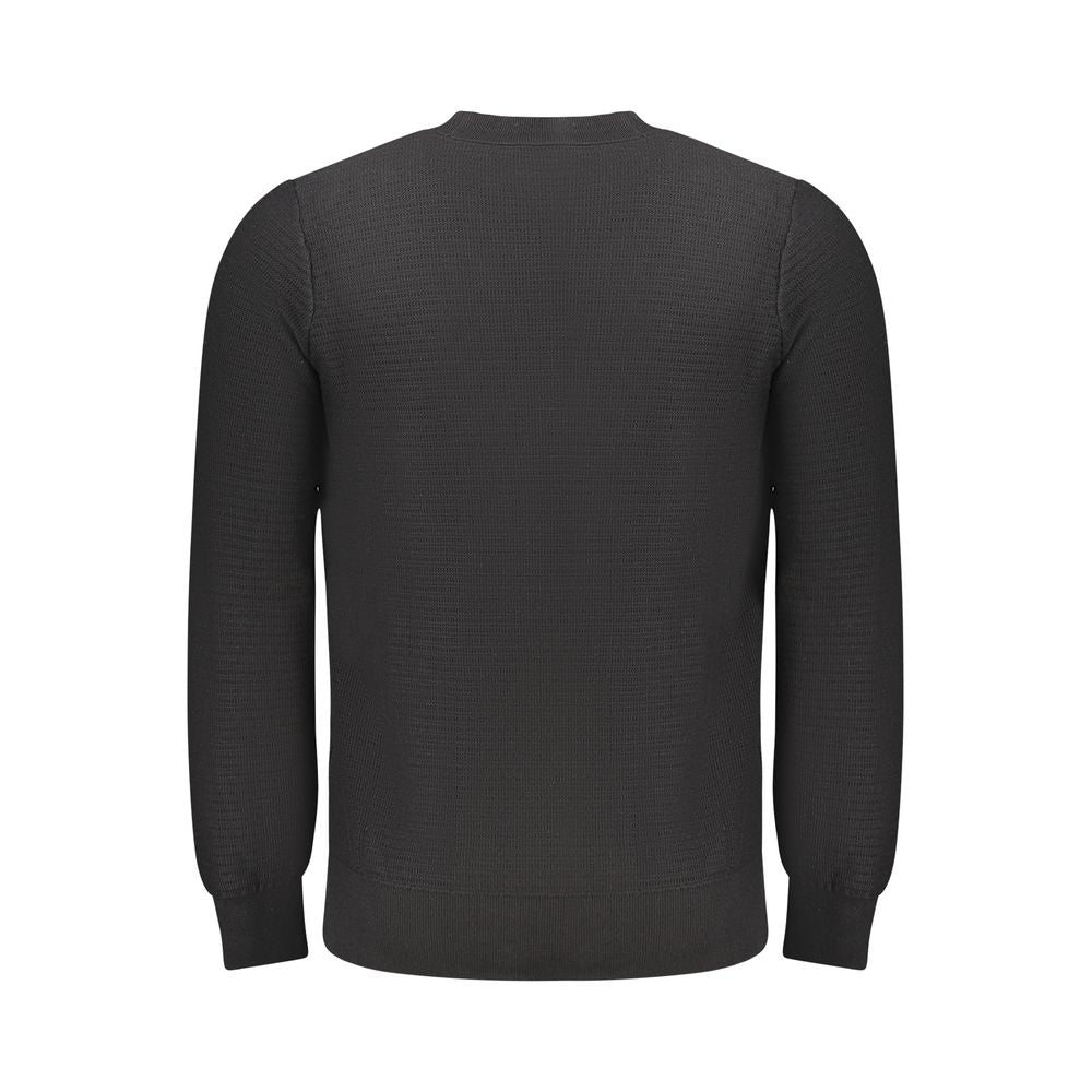 Black Cotton Men Sweater-Hugo Boss-LabelTerrace.com