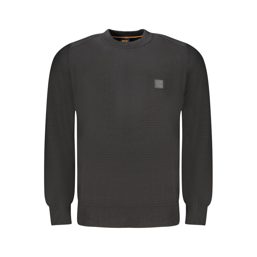 Black Cotton Men Sweater-Hugo Boss-LabelTerrace.com