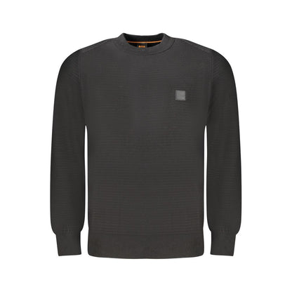 Black Cotton Men Sweater-Hugo Boss-LabelTerrace.com