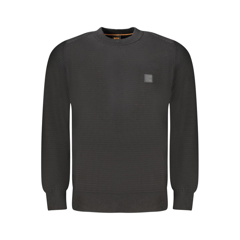 Black Cotton Men Sweater-Hugo Boss-LabelTerrace.com