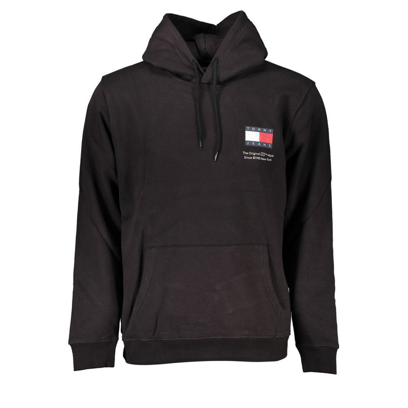 Black Cotton Men's Sweater Hoodie-Tommy Hilfiger-LabelTerrace.com