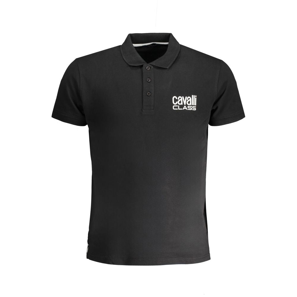 Black Cotton Polo Shirt-Cavalli Class-LabelTerrace.com