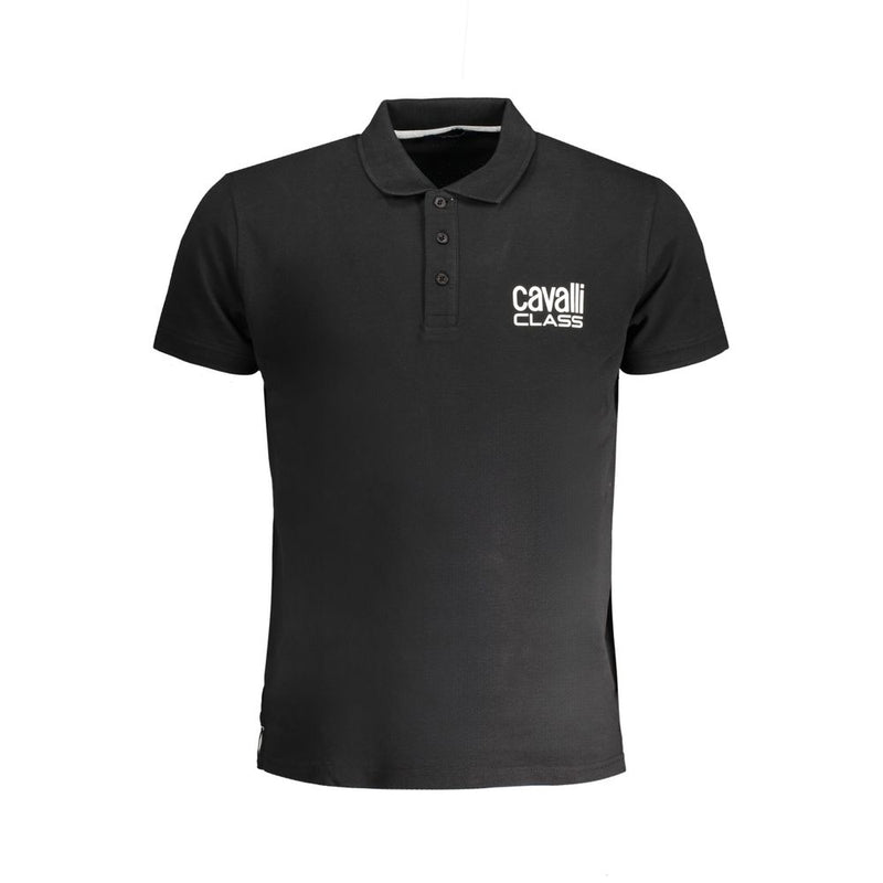 Black Cotton Polo Shirt-Cavalli Class-LabelTerrace.com