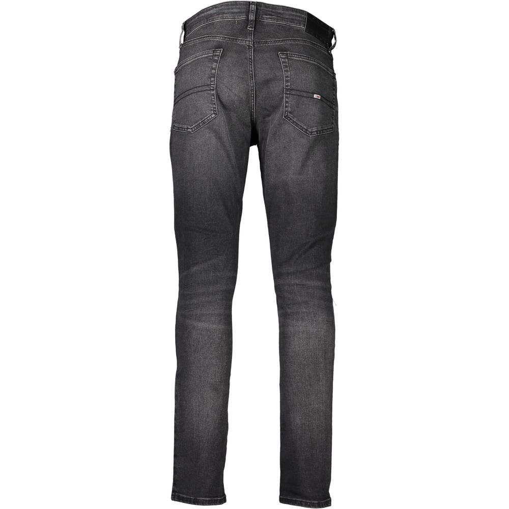 Black Cotton Slim Men Jeans-Tommy Hilfiger-LabelTerrace.com