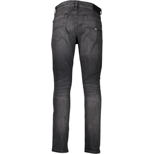Black Cotton Slim Men Jeans-Tommy Hilfiger-LabelTerrace.com