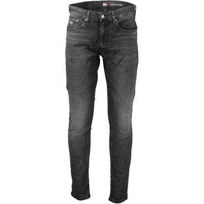 Black Cotton Slim Men Jeans-Tommy Hilfiger-LabelTerrace.com