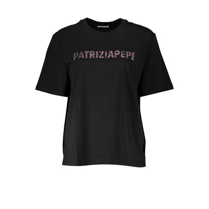 Black Cotton Women T-Shirt-Patrizia Pepe-LabelTerrace.com