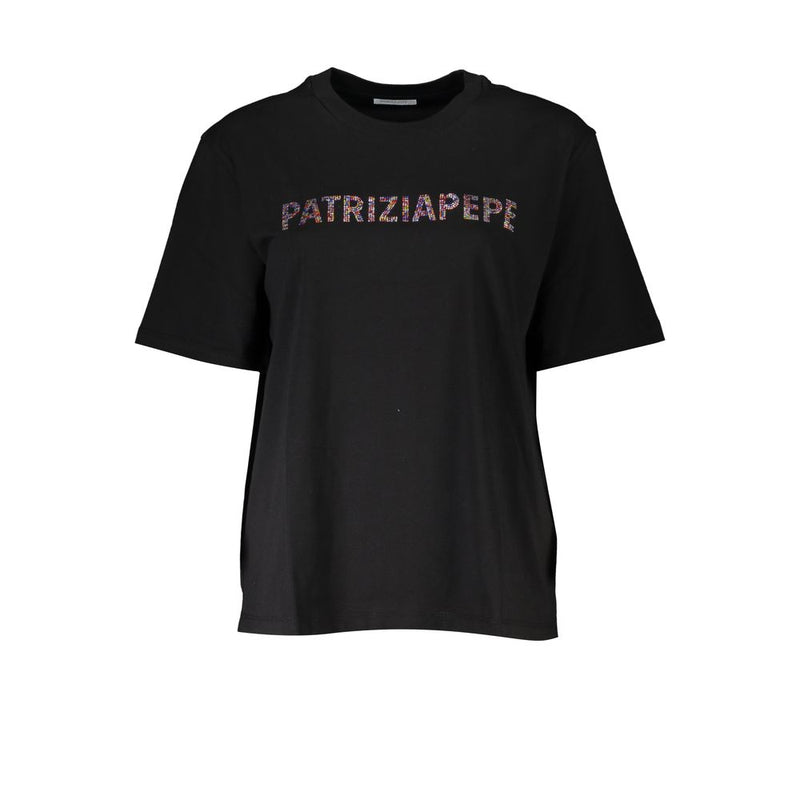 Black Cotton Women T-Shirt-Patrizia Pepe-LabelTerrace.com