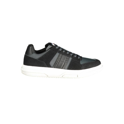 Black Leather Men Sneaker-Tommy Hilfiger-LabelTerrace.com