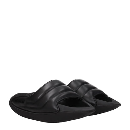 Black Leather Slippers-Balmain-LabelTerrace.com