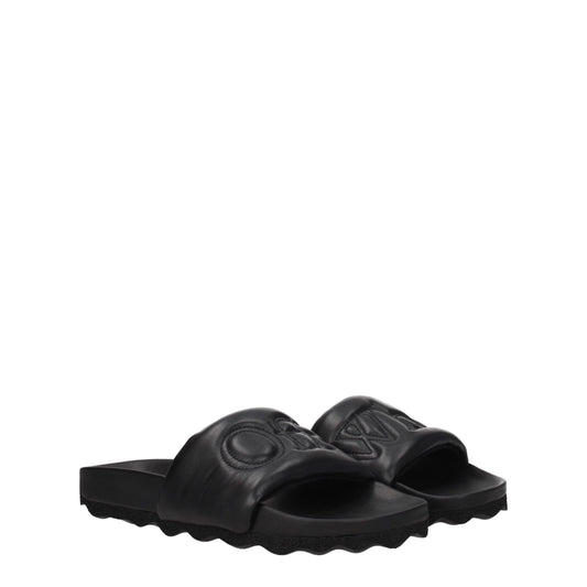 Black Leather Slippers-Off-White-LabelTerrace.com
